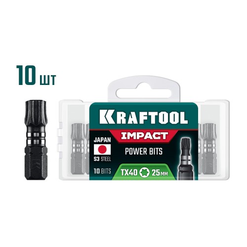 KRAFTOOL Impact TX 40, 25 мм, 10 шт, ударные биты (26195-40-25-S10)
