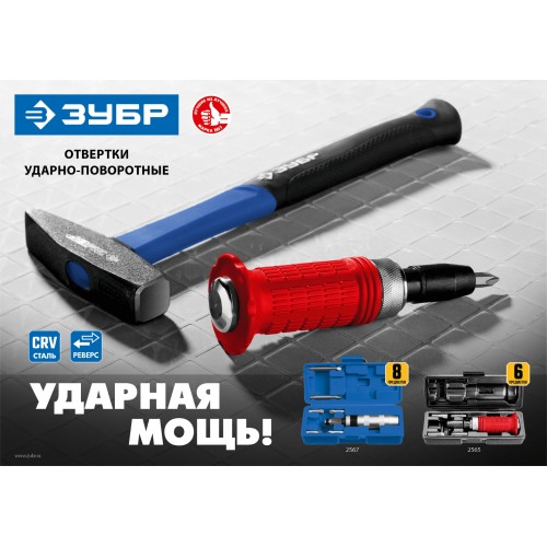 ЗУБР 6 предм., ударно-поворотная отвертка (2565) ЗУБР 6 предм., ударно-поворотная отвертка (2565)