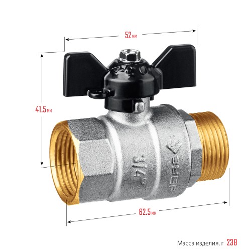 ЗУБР d 3/4″, ручка ″бабочка″, шаровой кран (51325-3/4) ЗУБР d 3/4″, ручка ″бабочка″, шаровой кран (51325-3/4)