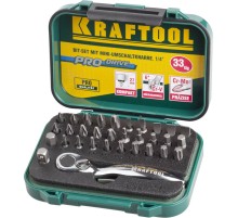 KRAFTOOL 33 шт, набор бит с мини-трещоткой (26157-H33)