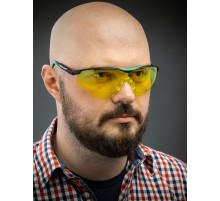 KRAFTOOL BASIC, открытого типа, жёлтые, стекло-моноблок с покрытием устойчивым к истиранию и запотеванию, защитные очки (110318)