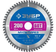 ЗУБР Мультирез, 200 x 30 мм, 60Т, пильный диск по алюминию, Профессионал (36907-200-30-60)