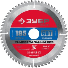 ЗУБР Универсальный рез, 185 x 30/20 мм, 60Т, пильный диск по алюминию (36916-185-30-60)