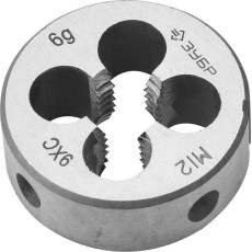 ЗУБР М12 x 1.75 мм, сталь 9ХС, плашка круглая ручная (4-28022-12-1.75)