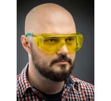 KRAFTOOL ULTRA, открытого типа, жёлтые, стекло увеличенного размера устойчивое к царапинам и запотеванию, защитные очки (110462)