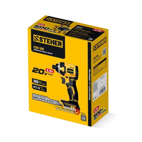 STEHER 20 В, 180 Н·м, без АКБ (LMS), бесщеточный ударный винтоверт (CSB-180)