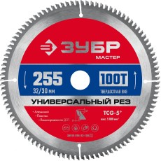 ЗУБР Универсальный рез, 255 x 32/30 мм, 100Т, пильный диск по алюминию (36916-255-32-100)