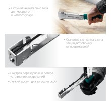 KRAFTOOL HAMMER TACKER, тип 53 (A/10/JT21) 23GA (6 - 10 мм), высокоскоростной стальной скобозабиватель (3153)