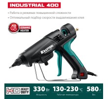 KRAFTOOL Industrial 400, d 11 - 12 мм, 50 г/мин, 130 - 230°C, электрический термоклеевой пистолет (06843-300-12)