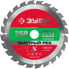 ЗУБР Быстрый рез, 250 x 32/30 мм, 24Т, пильный диск по дереву (36910-250-32-24)