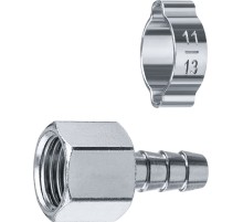 ЗУБР штуцер ″елочка″, 8 мм - 1/4″F, переходник с обжимным хомутом, Профессионал (64923-1/4-08)
