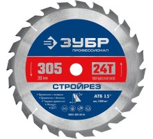 ЗУБР Стройрез, 305 х 30 мм, 24Т, пильный диск по строительной древесине, Профессионал (36931-305-30-24)