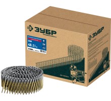 ЗУБР CNW 40 х 2.1 мм, барабанные гвозди рифленые оцинкованные, 12600 шт (305383-40)