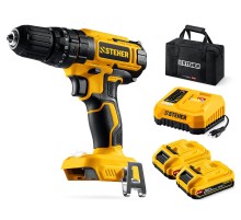 STEHER 20 В, 40 Н·м, 2 АКБ LMS (2 А·ч), ударная дрель-шуруповерт, сумка (CDS-40-22)