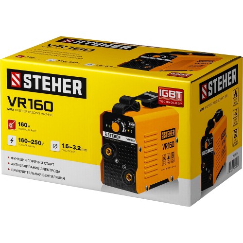 STEHER ММА, 160 А, сварочный аппарат инверторный, макс. электрод ? 3.2 мм (VR-160)