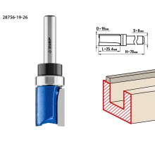 ЗУБР 19 x 26 мм, хвостовик 8 мм, фреза пазовая прямая с верхним подшипником, Профессионал (28756-19-26)