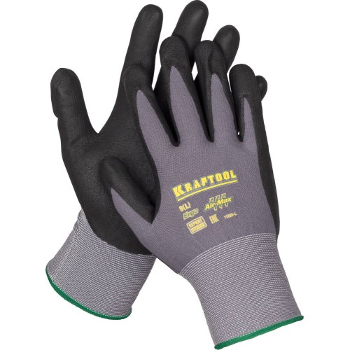 KRAFTOOL PRECISION, M (8), эластичные перчатки для точных работ, вспененное нитриловое покрытие, 15 класс (11285-M)