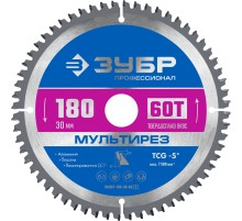ЗУБР Мультирез, 180 x 30 мм, 60Т, пильный диск по алюминию, Профессионал (36907-180-30-60)