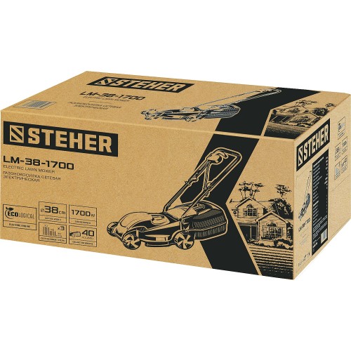 STEHER 1700 Вт, ш/с 38 cм, сетевая газонокосилка (LM-38-1700)