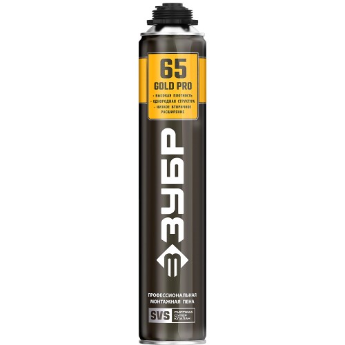 ЗУБР GOLD PRO 65, 850 мл, мелкопористая, c выходом до 65 л, пистолетная, монтажная пена (41157) ЗУБР GOLD PRO 65, 850 мл, мелкопористая, c выходом до 65 л, пистолетная, монтажная пена (41157)