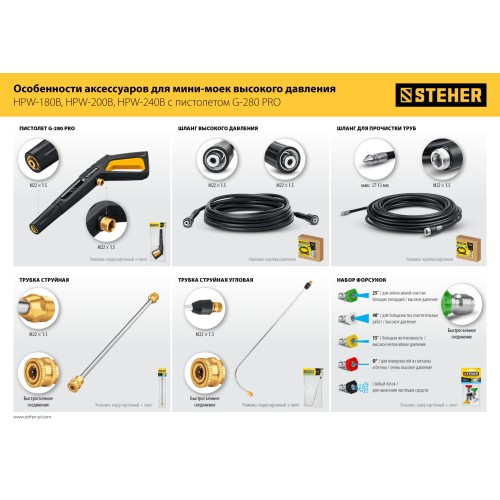 STEHER для пистолета G-280 PRO, 15 м, шланг высокого давления (75411-280-15)