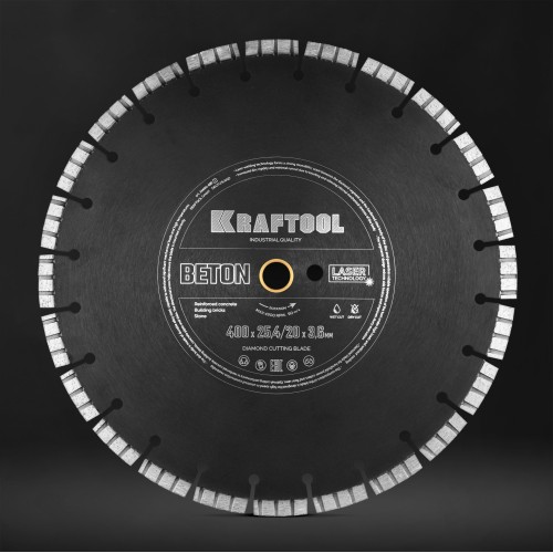 KRAFTOOL BETON 400 мм (25.4/20 мм, 12х3.6 мм), алмазный диск (36686-400)