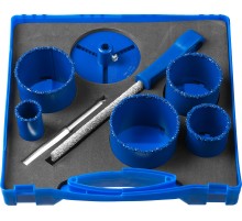 ЗУБР 8 шт, d 33, 53, 67, 73, 83 мм, карбид-вольфрамовое нанесение, набор кольцевых коронок, Профессионал (33350-H8)