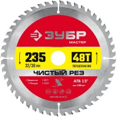 ЗУБР Чистый рез, 235 x 32/30 мм, 48Т, пильный диск по дереву (36914-235-32-48)