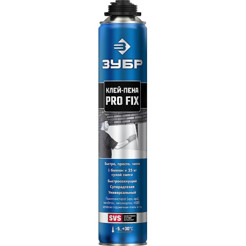 ЗУБР PRO FIX, 750 мл, пистолетный, универсальный клей-пена, Профессионал (41150) ЗУБР PRO FIX, 750 мл, пистолетный, универсальный клей-пена, Профессионал (41150)