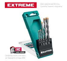 KRAFTOOL Extreme, 5 шт: 4-5-6-8-10 мм, трехгранный хвостовик, набор сверл по бетону (29166-H5)
