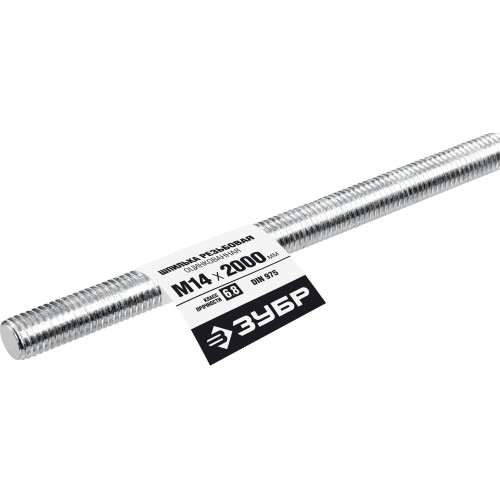 ЗУБР DIN 975, кл. пр. 6.8, М14 x 2000 мм, резьбовая шпилька, 1 шт, Профессионал (30336-14-2) ЗУБР DIN 975, кл. пр. 6.8, М14 x 2000 мм, резьбовая шпилька, 1 шт, Профессионал (30336-14-2)
