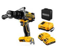 STEHER 20 В, 165 Н·м, 2 АКБ LMS (2 А·ч), бесщеточная ударная дрель-шуруповерт, сумка (CBS-165-22)