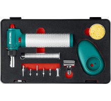 KRAFTOOL Multi torch, 30 - 150 Вт, 1300°С, набор 8 в 1: горелка, фен, пьезоподжиг, газовый паяльник (55506-H8)