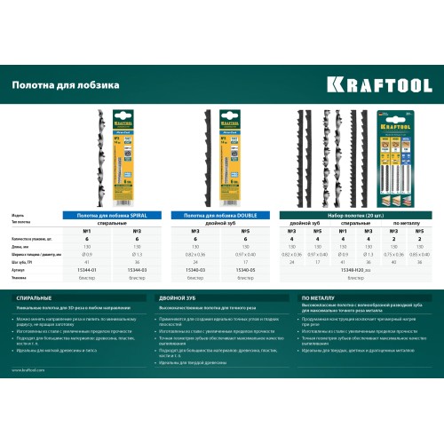 KRAFTOOL Pro Cut, 130 мм, 6 шт, спиральные полотна для лобзика (15344-03)