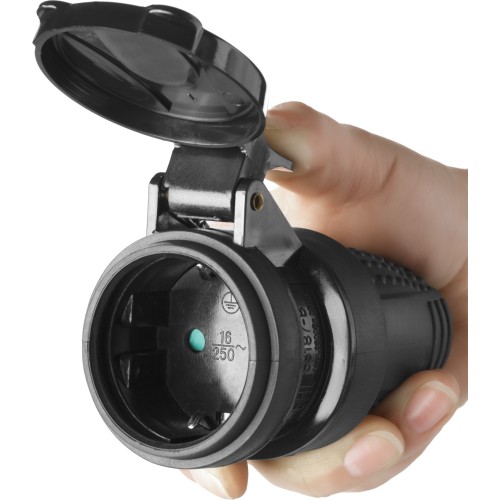 ЗУБР IP44, 16 A/220 В, обрезиненная розетка, Профессионал (55187-B) ЗУБР IP44, 16 A/220 В, обрезиненная розетка, Профессионал (55187-B)