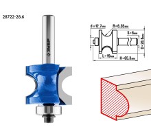 ЗУБР 28.6 x 19 мм, радиус 6.3 мм, фреза полустержневая с подшипником, Профессионал (28722-28.6)