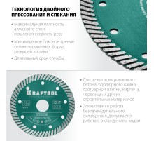 KRAFTOOL Turbo, 115 мм, (22.2 мм, 10 х 2.2 мм), сегментированный алмазный диск (36682-115)