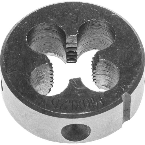 ЗУБР М10 x 1.25 мм сталь 9ХС, плашка круглая ручная (4-28022-10-1.25) ЗУБР М10 x 1.25 мм сталь 9ХС, плашка круглая ручная (4-28022-10-1.25)