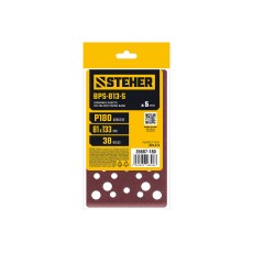 STEHER BPS-813-S 81х133 мм, Р180, шлифовальный лист на липучке, 46 отв., 5 шт. (35687-180)