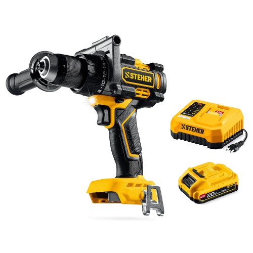 STEHER 20 В, 165 Н·м, 1 АКБ LMS (2 А·ч), бесщеточная дрель-шуруповерт (CB-165-21)