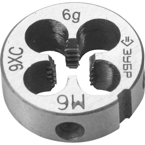 ЗУБР М6 x 1.0 мм, сталь 9ХС, плашка круглая ручная (4-28022-06-1.0) ЗУБР М6 x 1.0 мм, сталь 9ХС, плашка круглая ручная (4-28022-06-1.0)