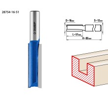 ЗУБР 16 x 51 мм, хвостовик 12 мм, фреза пазовая прямая. удлиненная, Профессионал (28754-16-51)