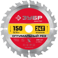 ЗУБР Оптимальный рез, 150 x 20/16 мм, 24Т, пильный диск по дереву (36912-150-20-24)