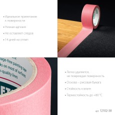 KRAFTOOL #200 Delicate 38 мм х 30 м, для деликатных и недавно окрашенных поверхностей, малярная лента (12102-38)