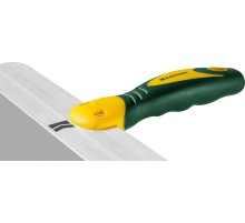 KRAFTOOL 400 мм, широкое полотно, алюминиевая направляющая, двухкомпонентная ручка, нержавеющий, фасадный шпатель (10036-400)