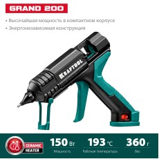 KRAFTOOL Grand 200, d 11 - 12 мм, 25 г/мин, электрический термоклеевой пистолет (06839)