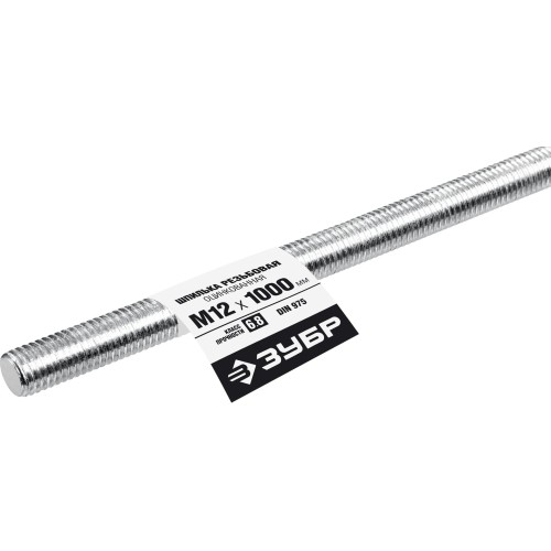 ЗУБР DIN 975, кл. пр. 6.8, М12 x 1000 мм, резьбовая шпилька, 1 шт, Профессионал (30336-12-1) ЗУБР DIN 975, кл. пр. 6.8, М12 x 1000 мм, резьбовая шпилька, 1 шт, Профессионал (30336-12-1)