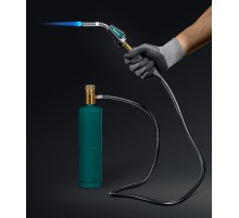 KRAFTOOL KS-8000, со шлангом 1.4м с пьезоподжигом на баллон турбо нагрев + 30% 2000°C, Газовая горелка Blue Fire (55512)