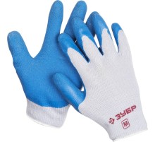 ЗУБР СУПЕРПРОЧНЫЕ, M (8), перчатки с утолщённым рельефным латексным покрытием, противоскользящие, 10 класс, Профессионал (11260-M)