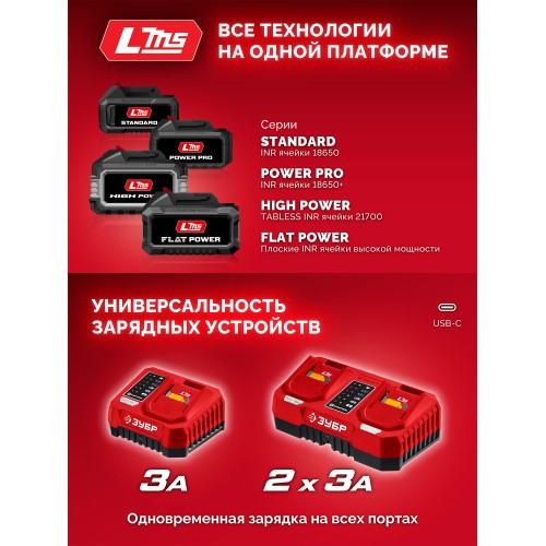 ЗУБР 18 В, адаптер для АКБ С1-18 под инструмент LMS, (С18-LMS)